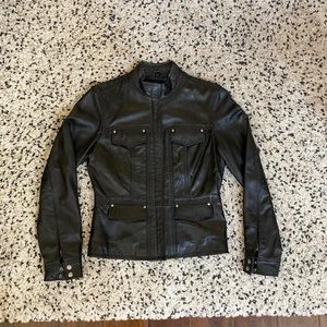 Black leather moto jacket from international concepts